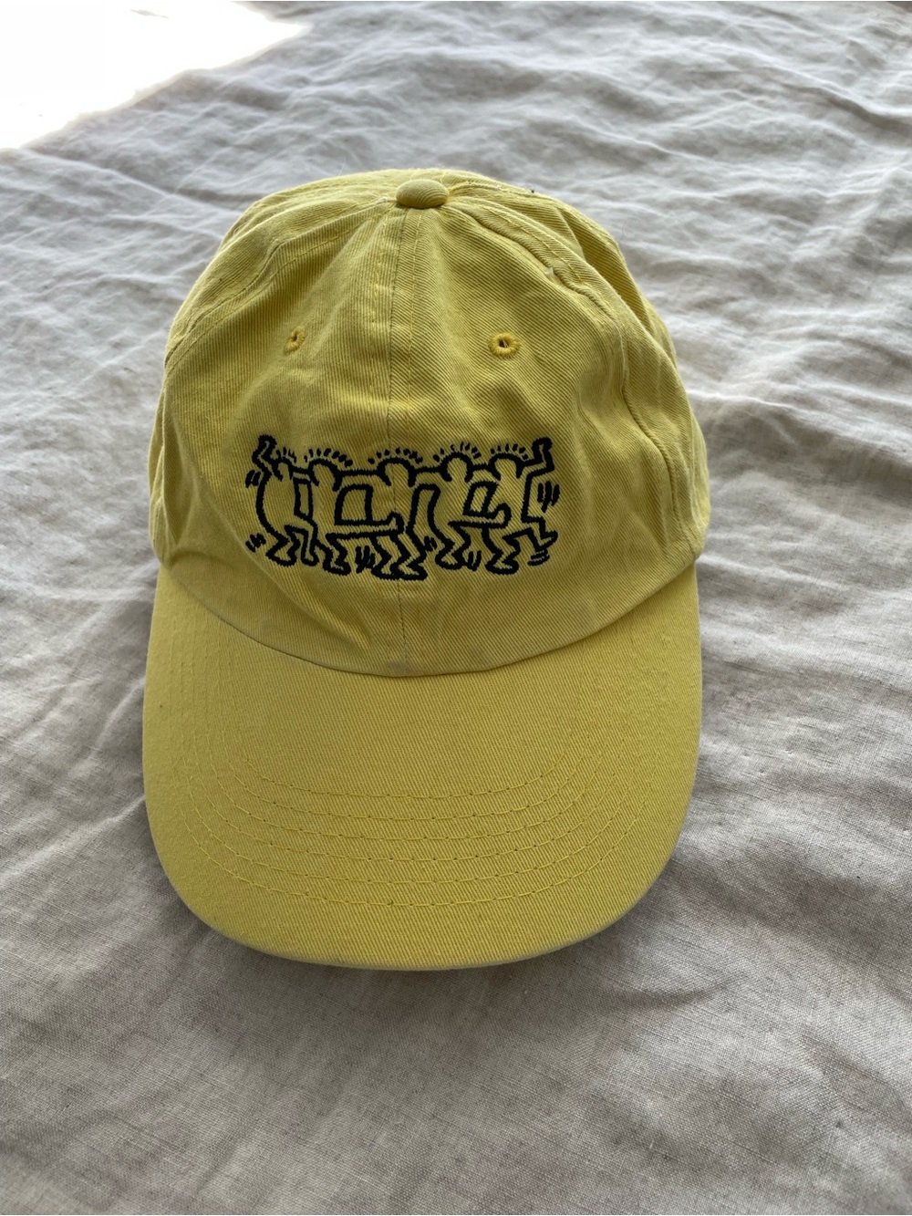 Keith Haring Baseball Cap Yellow Dancers Art NY Street Style Hat Adjustable